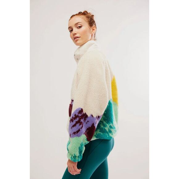 Free People Movement Hit The Slopes Sunrise Summit Ivory Fleece Button Jacket XS - Picture 12 of 13